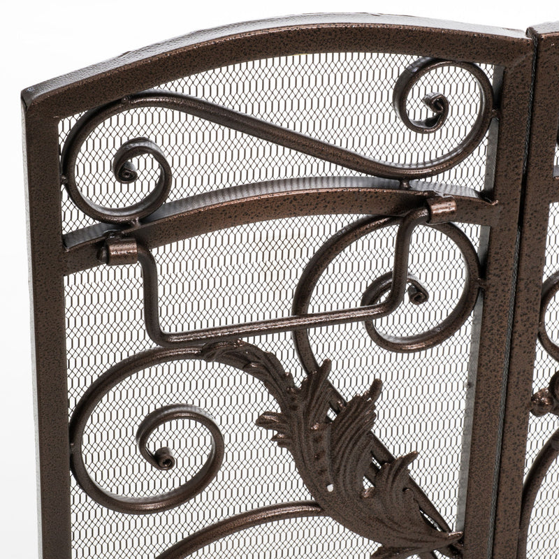 Mariella - Traditional Floral Iron Fireplace Screen With Ornate Design