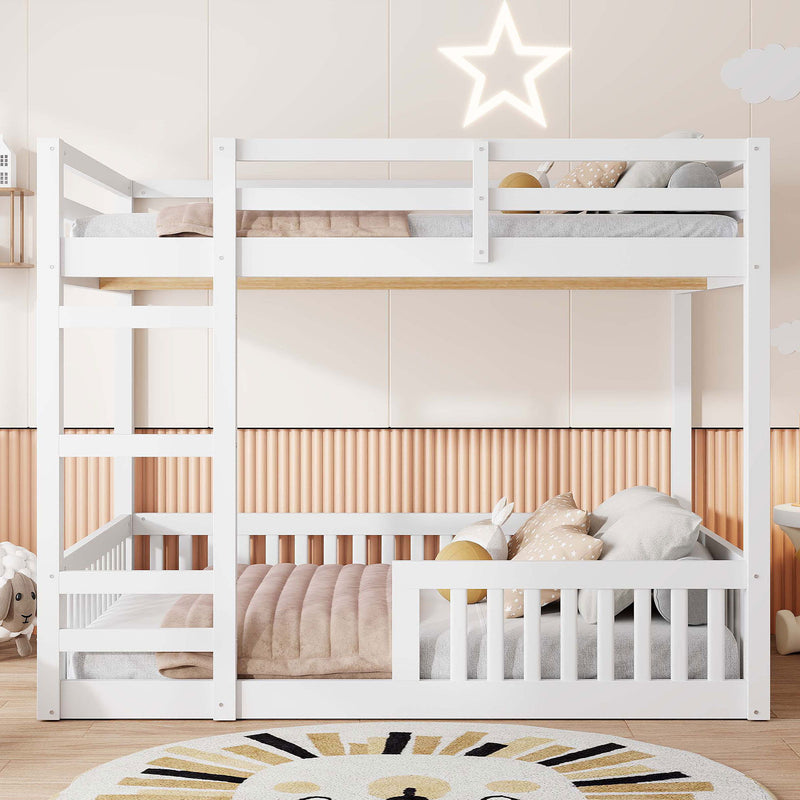 Stylish Bunk Bed With Ladder And Guardrails