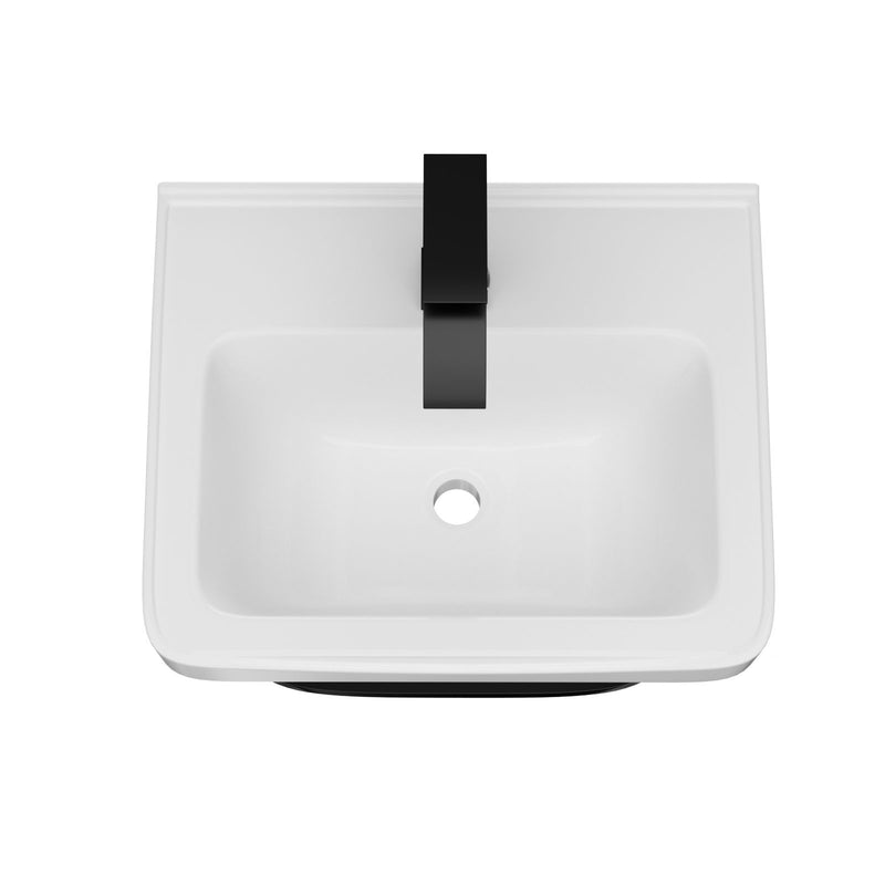 Wall Mounted Bathroom Sink With Towel Bar & Overflow - White / Black