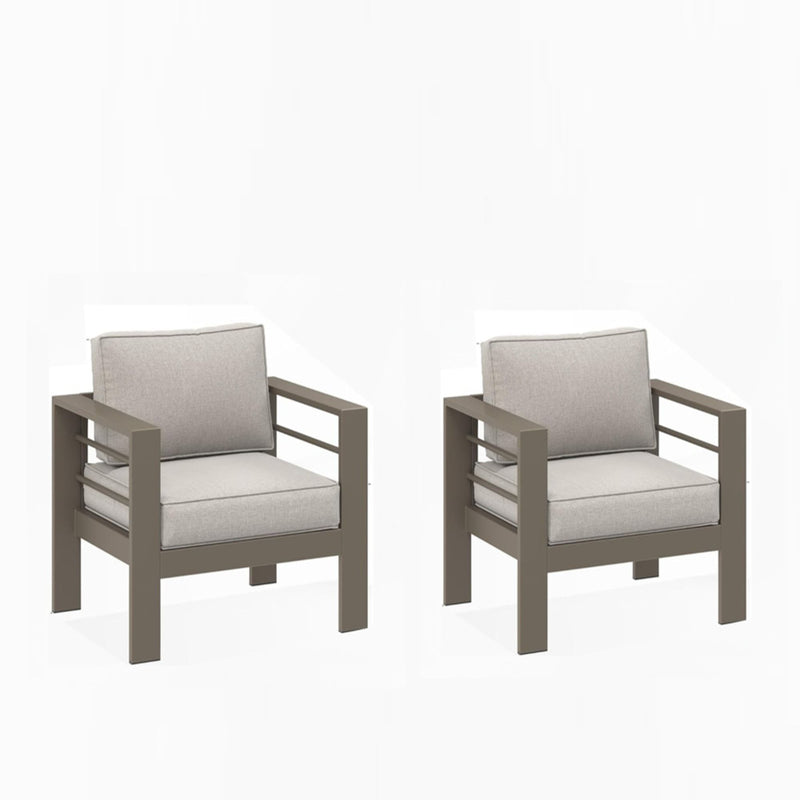 Modern All-Weather Patio Armchairs With Thick Cushions (Set of 2)