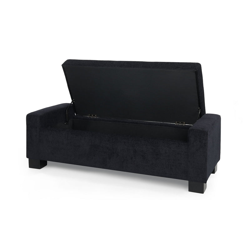 Textured Fabric Ottoman Bench With Hinged Lid