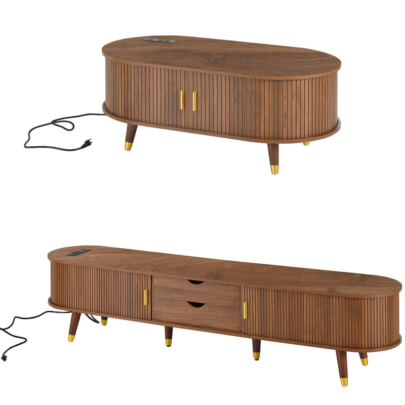 TV Stand & Coffee Table Set With Charging Station