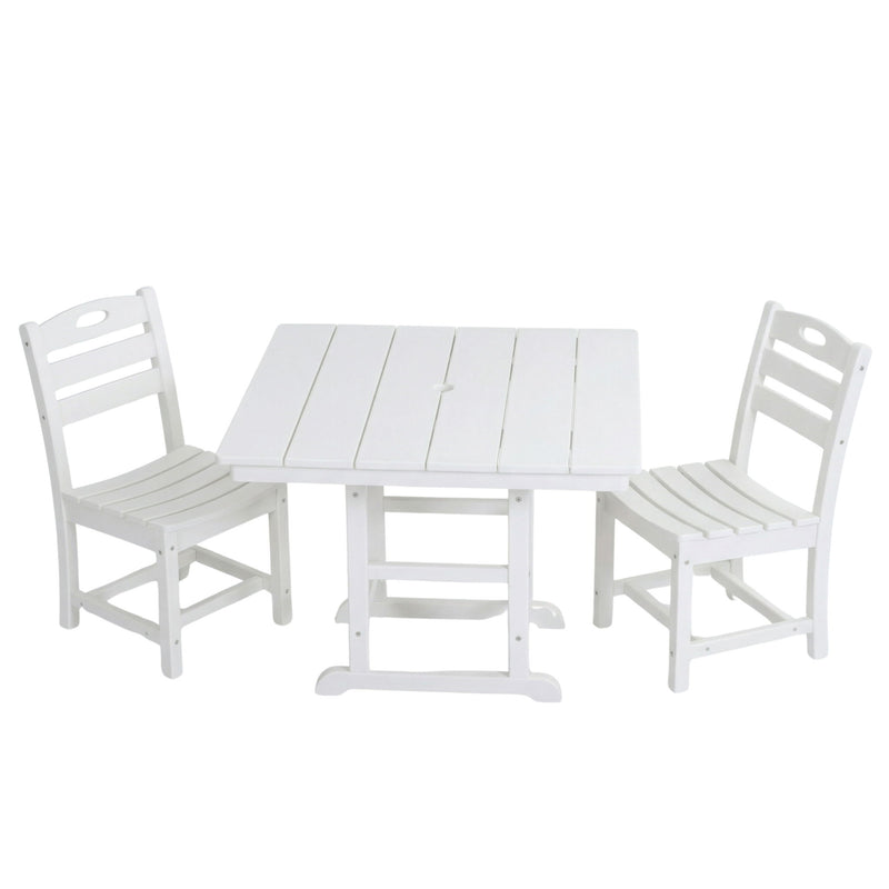 Outdoor Patio Dining Set, Square Table With Umbrella Hole And Armless Chairs