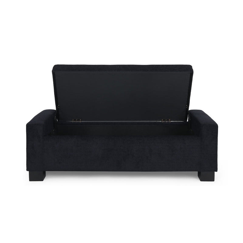 Textured Fabric Ottoman Bench With Hinged Lid