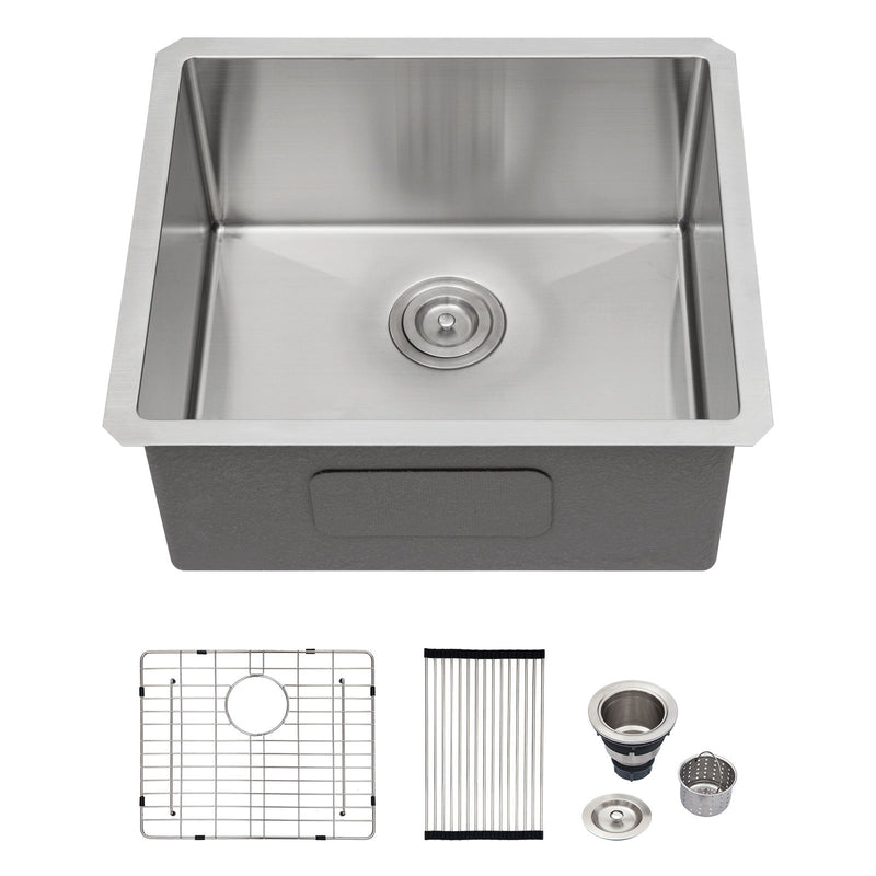 Modern Undermount Stainless Steel Kitchen Sink 16 Gauge, Deep Single Bowl