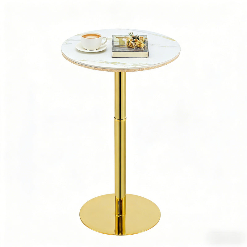 Circular Bar Table With Non Adjustable Legs - Gold+White