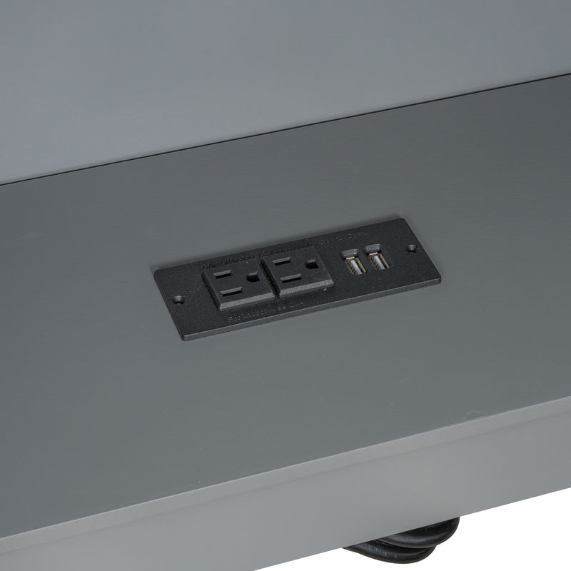 Upholstered Headboard Platform Bed With Storage Shelves, Drawers, Charging Station
