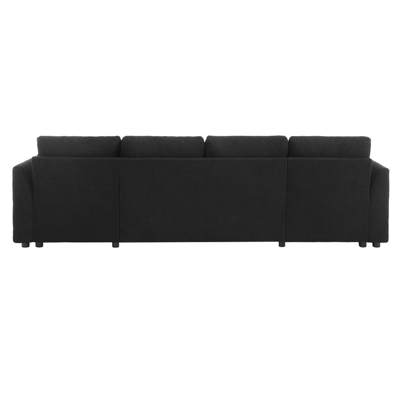 U-Shaped Sectional Sofa Bed With Storage And USB Ports