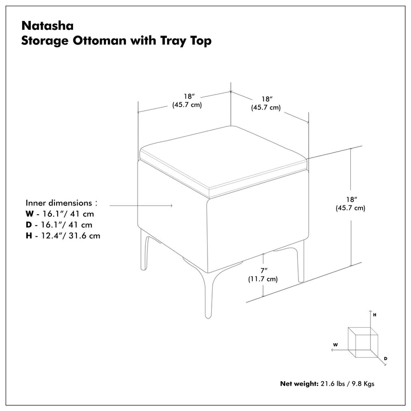 Natasha - Multifunctional Storage Ottoman With Tray