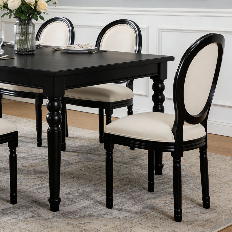 Dining Chairs Upholstered With Sponge Round Back (Set of 2) - Black