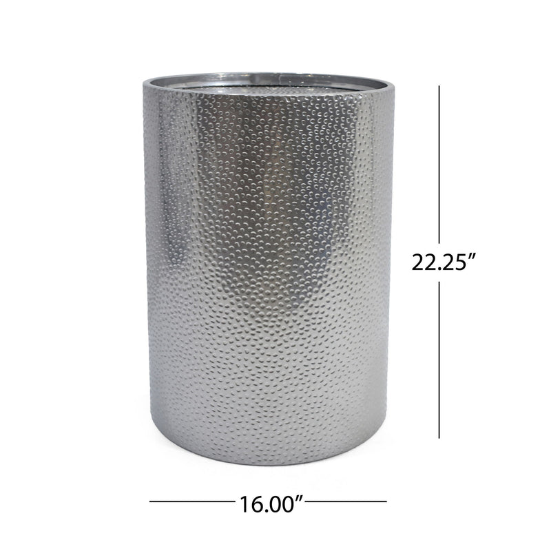 Modern Round Accent Table With Hammered Surface