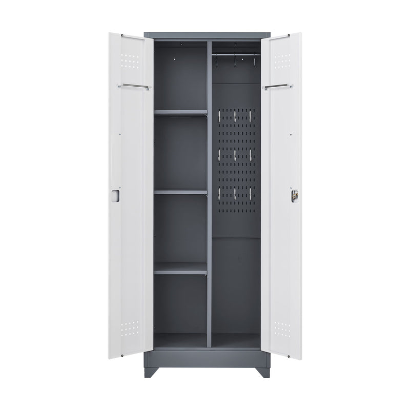 Lockers With Locking Doors, Adjustable Shelves, High Broom Tool Storage Cabinet