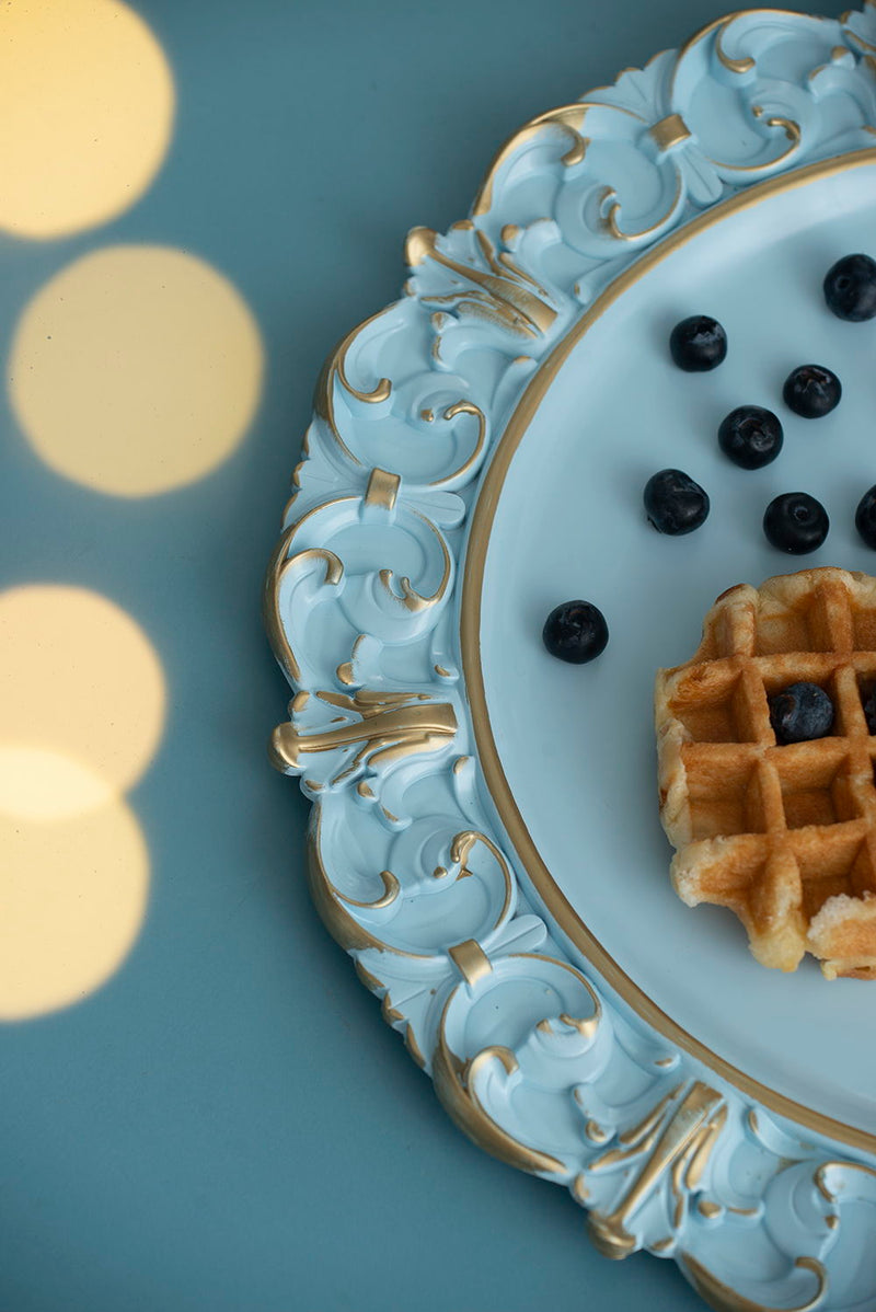 Plastic Charger Plate (Set of 6) - Blue / Gold