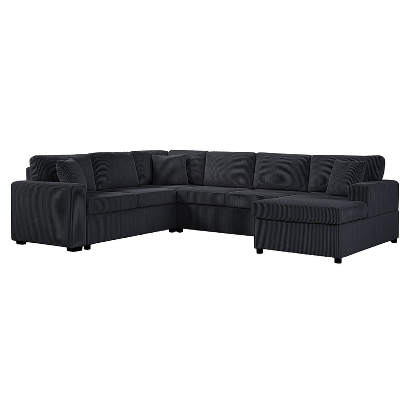 Oversized Sectional U-Shaped Sofa With Chaise Lounge And Three Soft Throw Pillows
