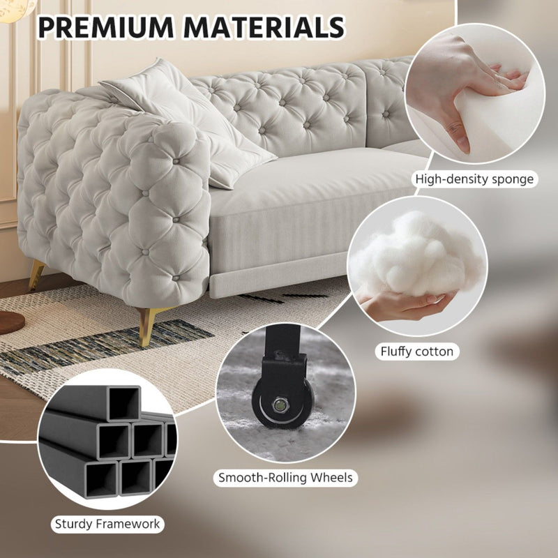3 In 1 Convertible Sleeper, Deep Seat Pull Out Sofa Bed, Button Tufted