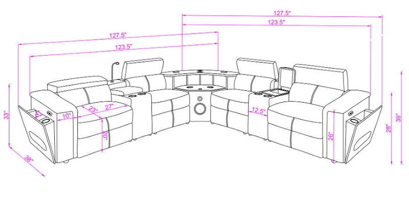 Nova - Sectional With Bluetooth Speaker, LED And Lifting Wine Cabinet