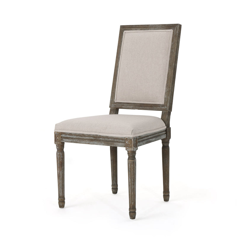 Traditional Style Dining Chair Set With Fabric Upholstery