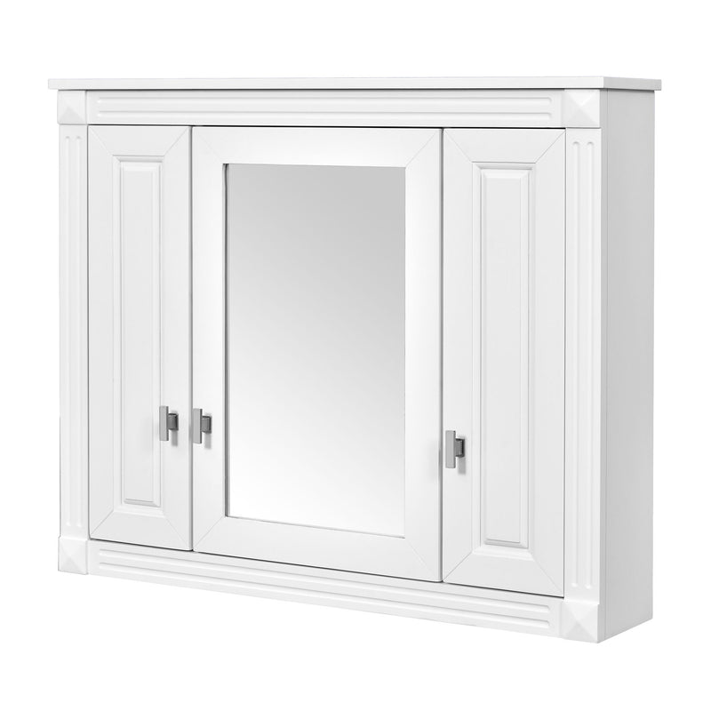 Wall Mounted Bathroom Cabinet With Mirror And 5 Shelves, Rectangular Design