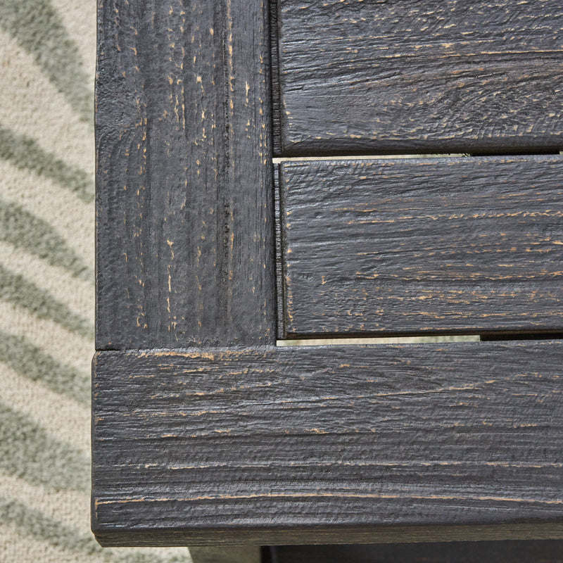 Realm - Outdoor Bench With Slat Panel Top And Base - Dark Gray