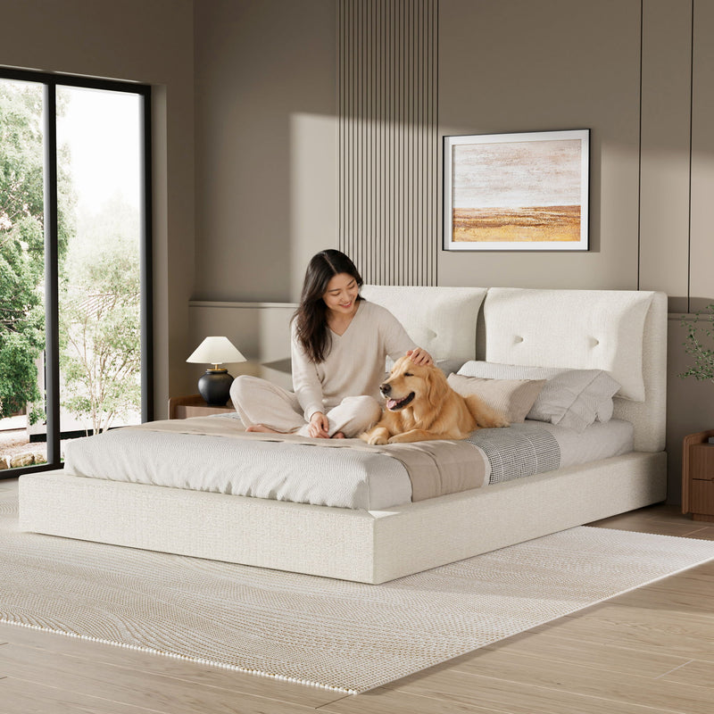Airframe - Upholstered Bed Frame With Double Layered Upholstered Headboard