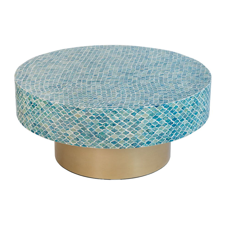 Unique Capiz Coffee Table & Pedestal Base