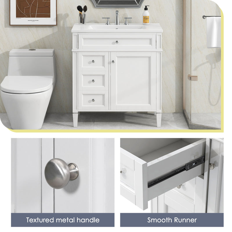 Bathroom Vanity With Top Sink, Modern Bathroom Storage Cabinet With 2 Drawers And A Tip-Out Drawer