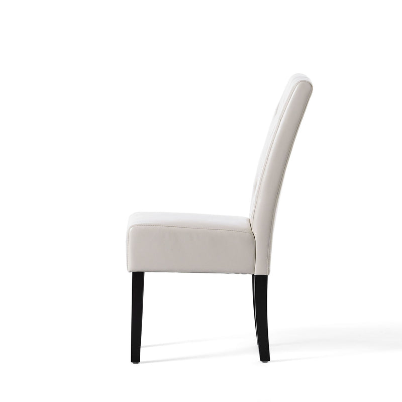 Carter - 5 Tuft Dining Chair With Button Tufted Backrest And Espresso Legs - Ivory