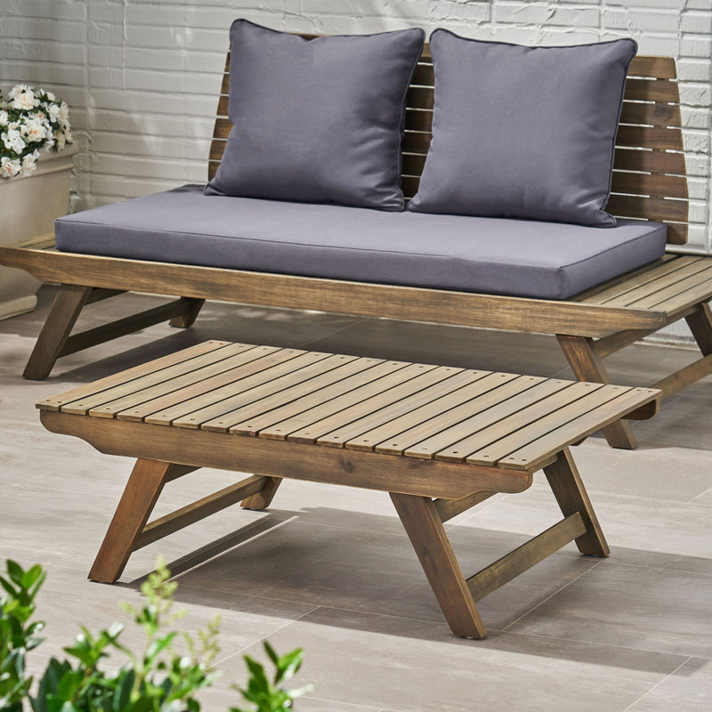 Outdoor Acacia Wood Coffee Table With Open Slat Design
