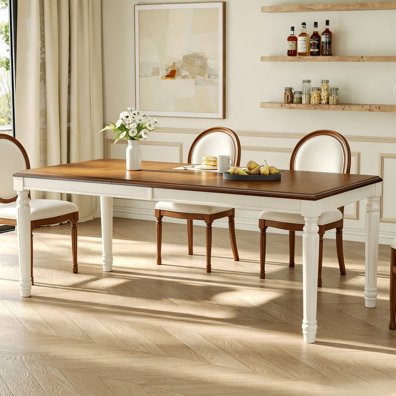 Rectangular Dining Table With Framed Top And Turned Legs - Natural