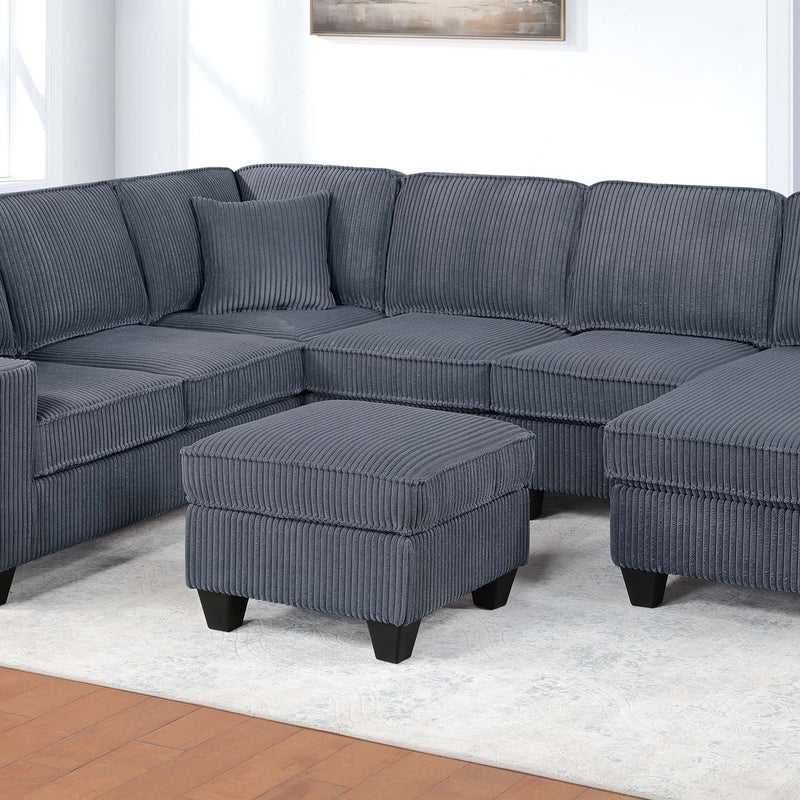 Sectional With Left Arm Facing Loveseat With USB Port With Cocktail Ottoman