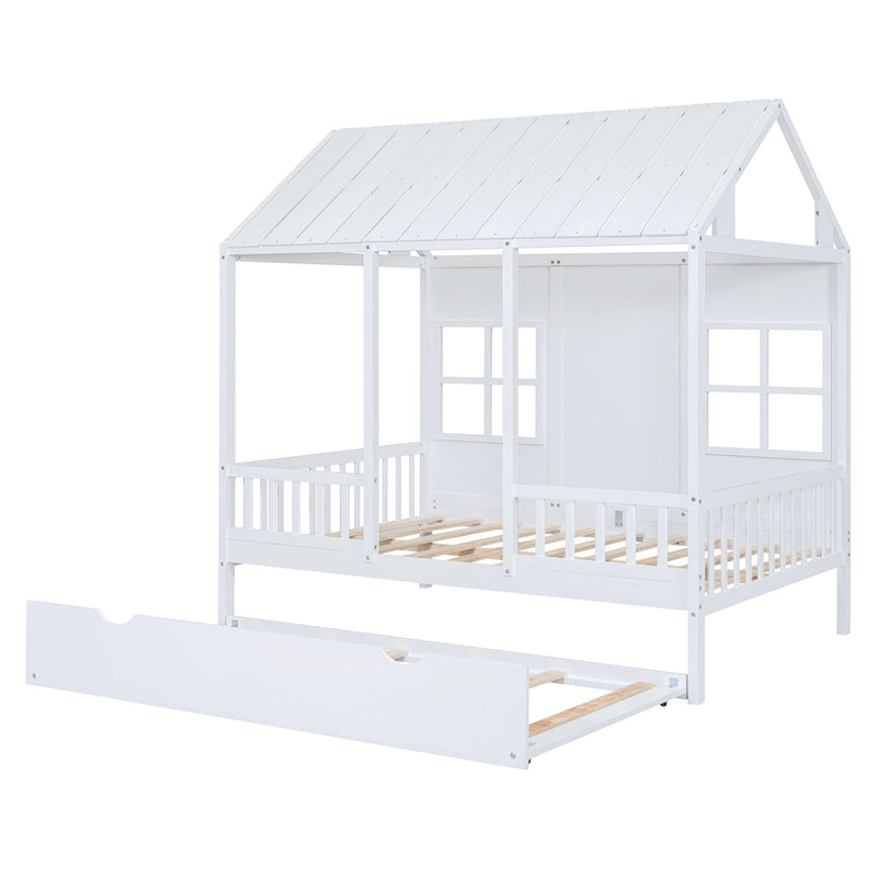 House Bed With Twin Size Trundle, Daybed