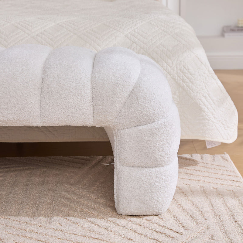 Modern Upholstered Armless Bed Bench With Channel Tufted Design