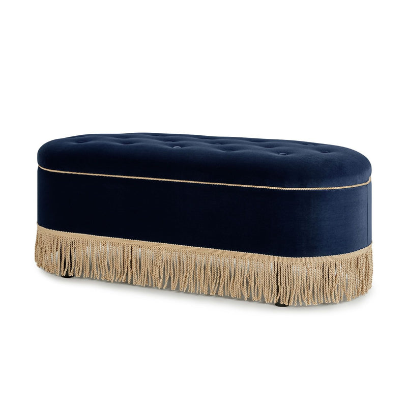 Melinda - Oval Tufted Bullion Fringe Storage Bench