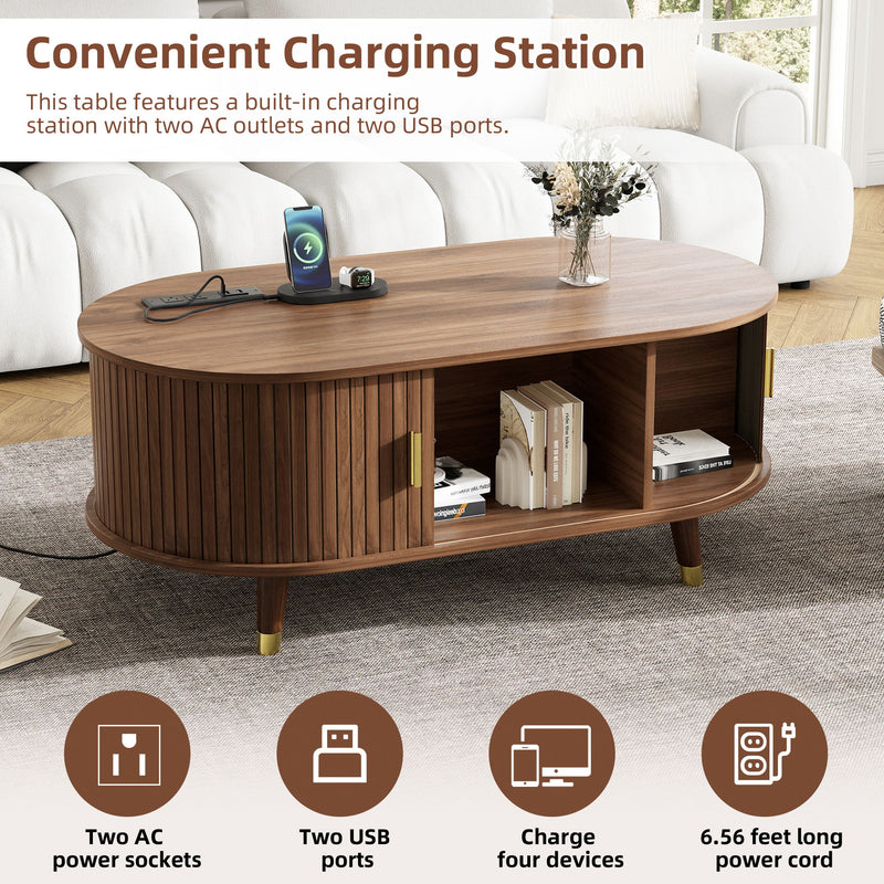 TV Stand & Coffee Table Set With Charging Station
