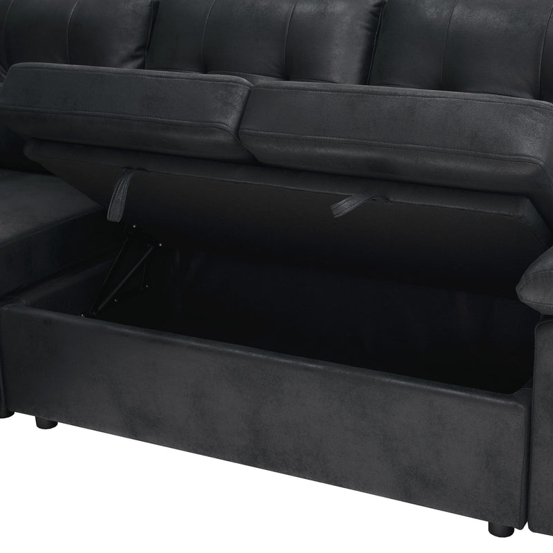 Convertible Sectional Sofa Bed With Pull Out Sleeper And Storage