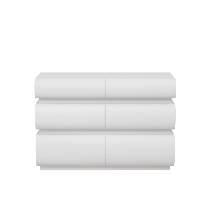 Minimalist Modern 6 Drawer Dresser, Handle Free Design With Wide Storage