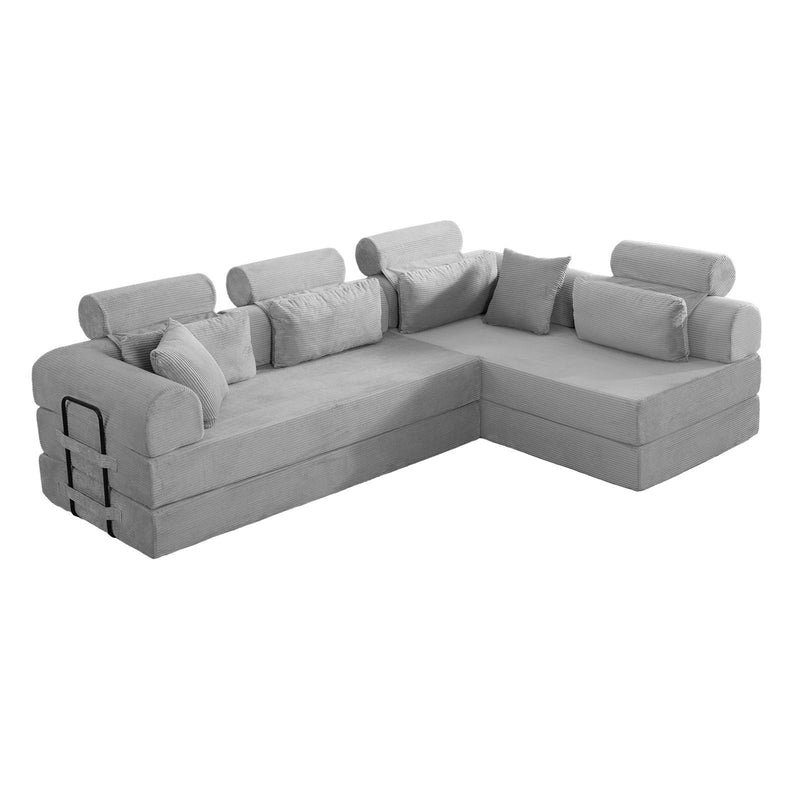 Modern L-Shape Modular Sectional Sofa, Compressed Design
