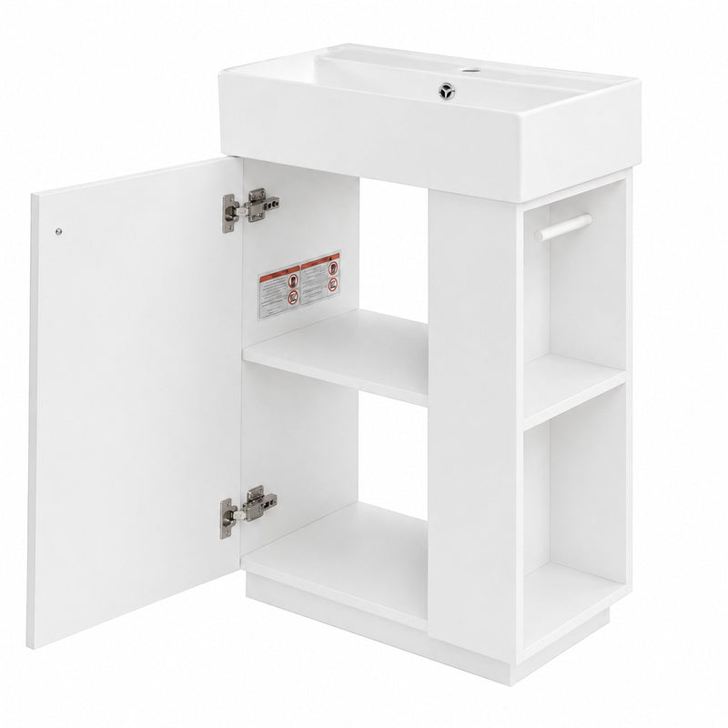 Bathroom Vanity With Sink, Freestanding Wood Grain Cabinet With Storage