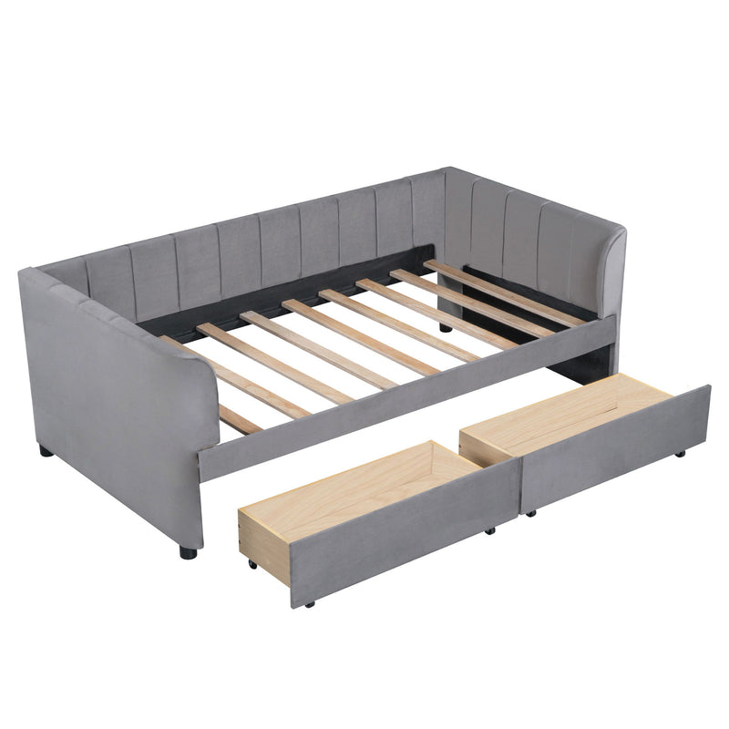 Upholstered Daybed With Ergonomic Design Backrest
