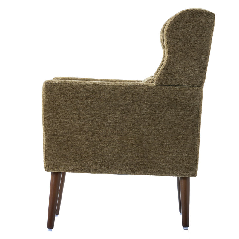 Modern Accent Chair, Arm Chairs For Living Room, Upholstered Mordern Armchair, Comfy Soft Padded Lounge Chair In Small Space, Bedroom, With Pillow, Solid Wood Leg