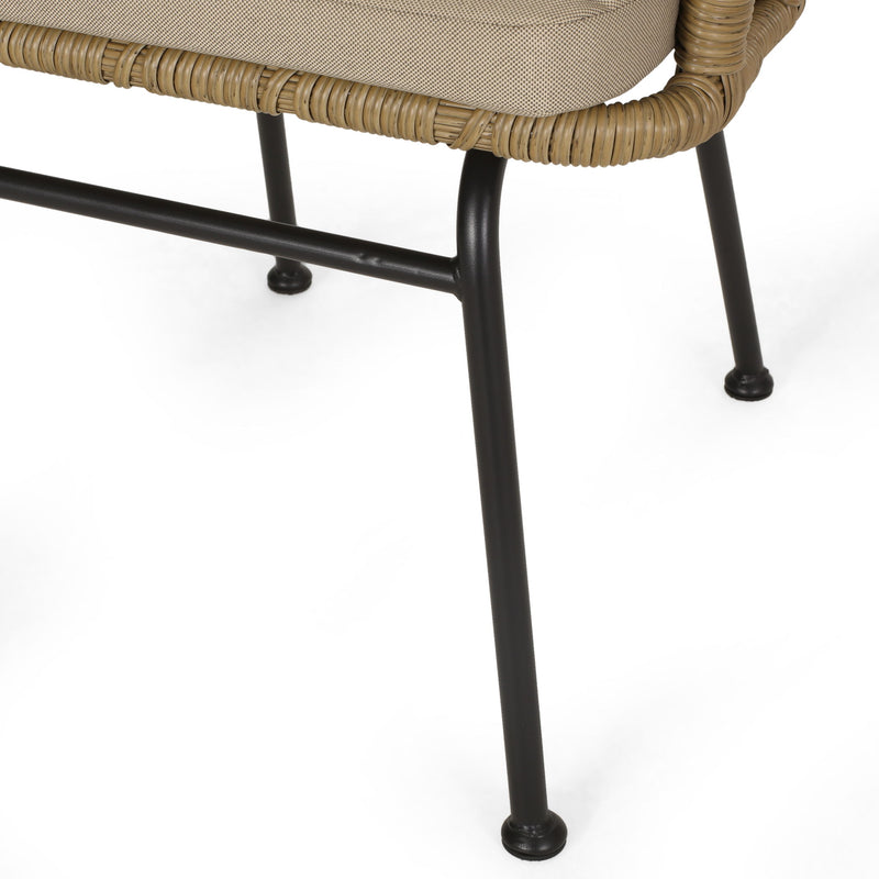 Randy - Modern Wicker Chair With Water Resistant Cushions - Brown / Beige