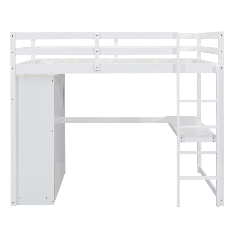 Loft Bed With Built In Wardrobe, Shelves And Drawers