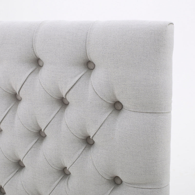 Queen Size Headboard With Button Tufting - Light Gray
