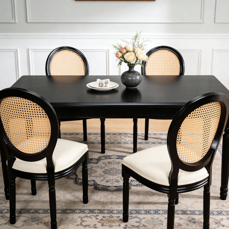 Dining Chairs, Upholstered With Round Back (Set of 2) - Black