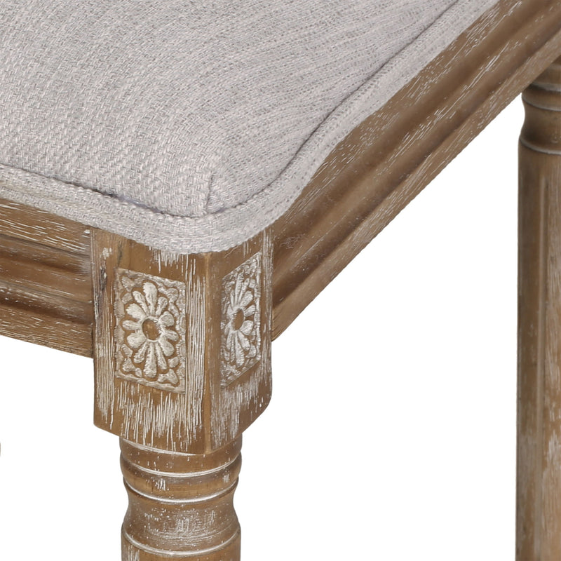 French Country Dining Chair With Rectangular Cane Backrest And Smooth Upholstered Seating