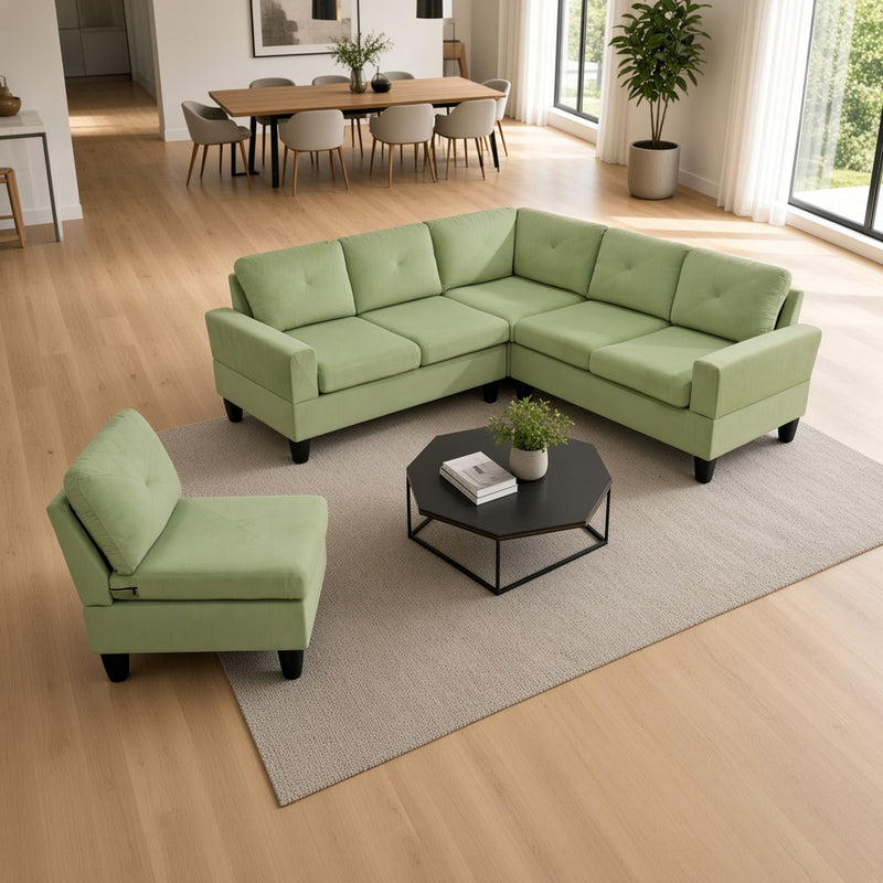 Modular L - Shaped Sectional Sofa 6 Seater 4 Piece Couch With Chaise