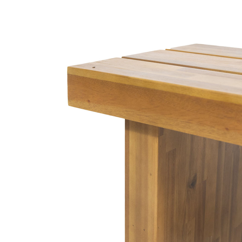Nahanni - Rustic Acacia Wood Bench With Slat Design - Natural