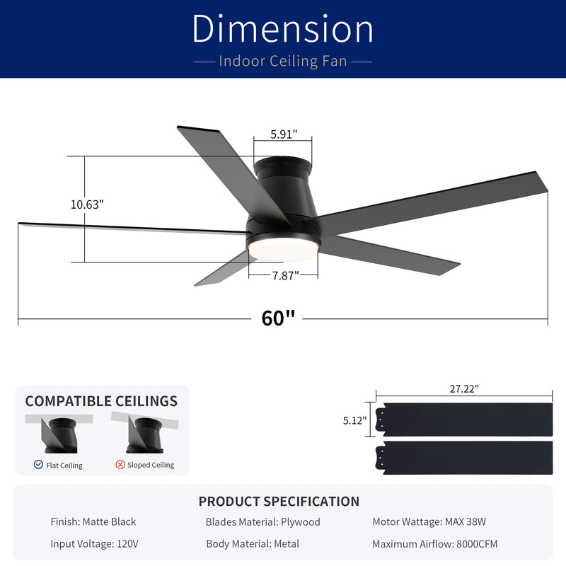 Flush Mount Ceiling Fan With Light