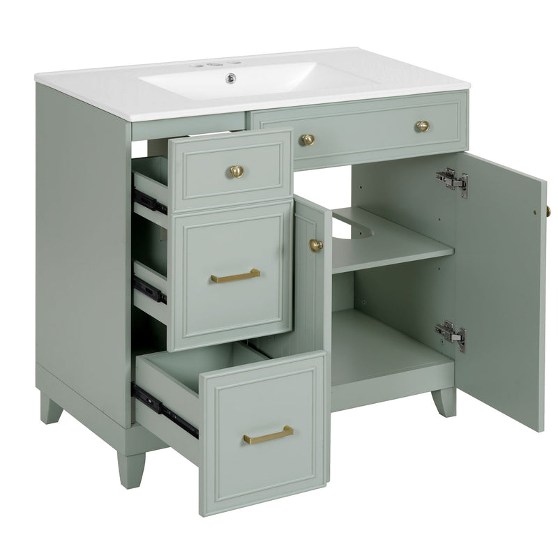 Bathroom Vanity With Sink, Soft Close Doors, Adjustable Shelves