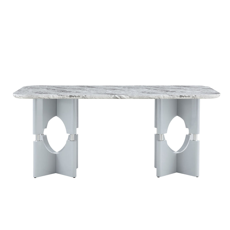 Modern Dining Table With Sleek Hollow-Out Frame And Accents